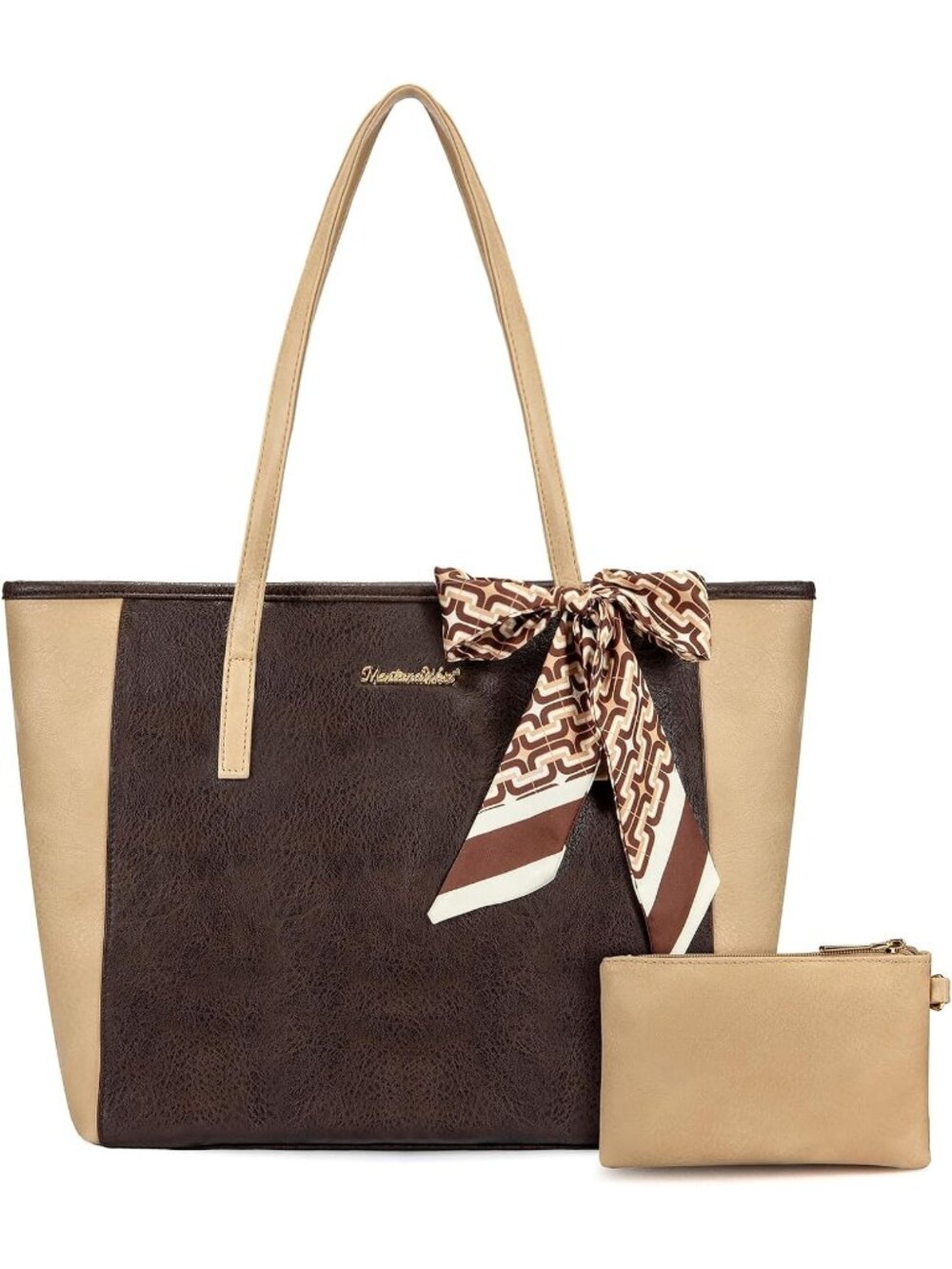 Women's Two Tone Coffee Slouchy Hobo Bag Designer Shoulder Top Handle Handbag